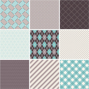 Seamless patterns set - tartan, argyle, sell