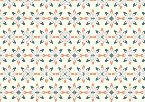 Abstract Orange Bloom Pattern in Boomerang Shape on Pastel Color