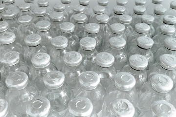 Bottles of medicine. Medical manufacturing background