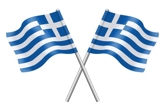 Two flags at the colors of Greece