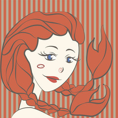 red-haired girl with pigtails Cancer