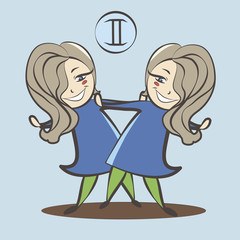 Two girls in dresses as a sign of twins