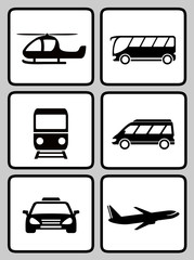 set icons with transport silhouette