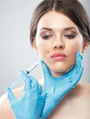 Beauty Woman face surgery close up portrait.