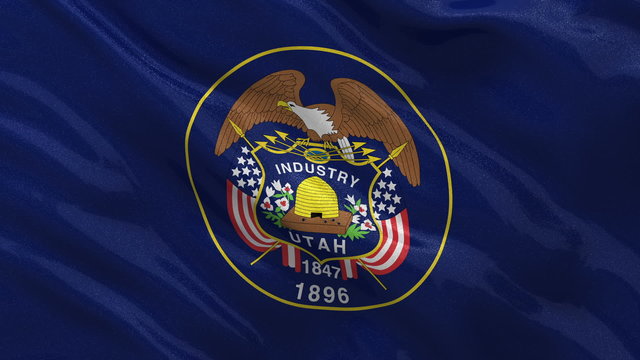 US state flag of Utah waving in the wind - seamless loop