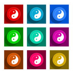 ying yang flat icon vector set