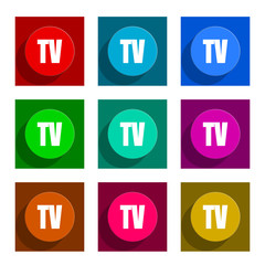 tv flat icon vector set