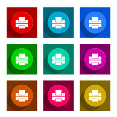 printer flat icon vector set