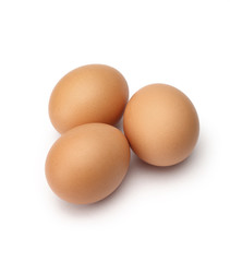 three eggs isolated on white background