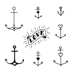 Set of seven hand drawn anchors © Ms.Moloko