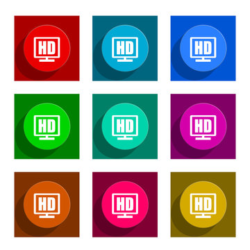 hd display flat icon vector set