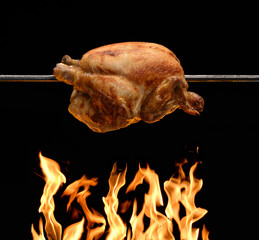 Pollo en brasas,parrillada.pollo al horno.