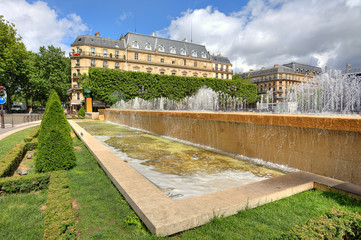 Fountains ant Hotel de Ville in Paris, France.