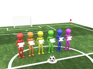 Players stand and hold hands on a background of signs  #4