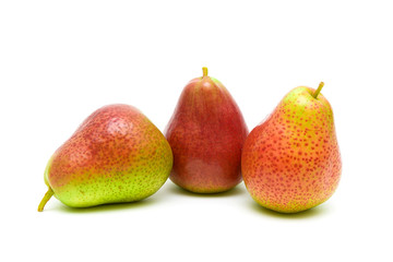 ripe pear closeup on white background