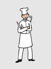 Chef with knife and dipper
