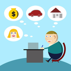 Young businessman Working hard for the money