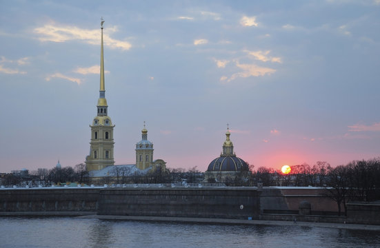 View of the Neva river and Peter and Paul Fortress
