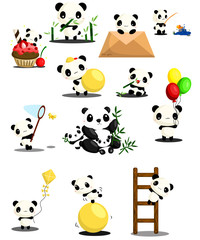 Naklejka premium Panda Vector Set