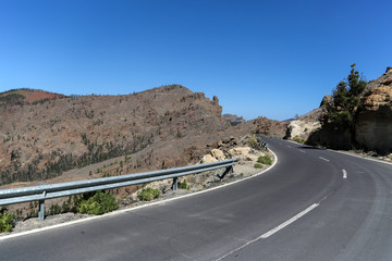 View at the road in Teide National Park, Spain