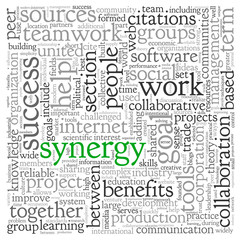 Synergy concept in word tag cloud