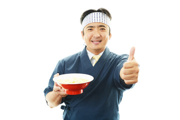 笑顔のラーメン職人