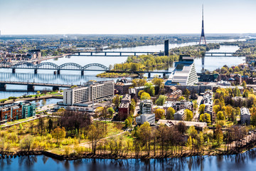 Panorama of Riga city. Latvia - obrazy, fototapety, plakaty