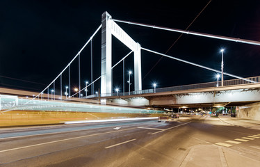 Fototapeta na wymiar Night view of Elisabeth Bridge (Erzsebet hid).Budapest, Hungary