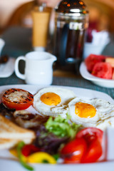 Breakfast with fried eggs