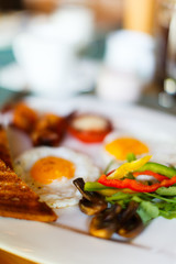 Breakfast with fried eggs