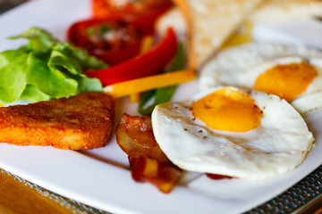 Breakfast with fried eggs
