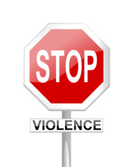 Stop sign with supplementary tables violence - vector
