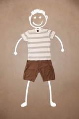 Casual clothes with hand drawn funny character