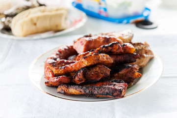dish with grilled meat