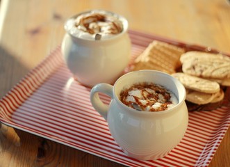 cup of coffee on a tray