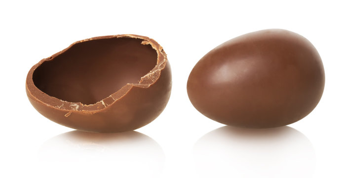 chocolate egg on white background