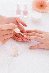 Making manicure.