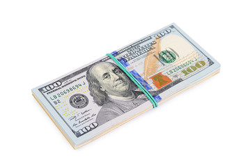 Hundred  dollars isolated on white background