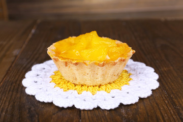 Tasty cake on table close-up