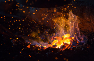burning charcoal background