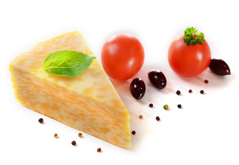 Tasty Italian cheese, isolated on white