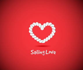 Heart shape rope knots set