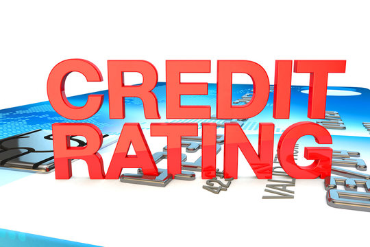 credit rating in red on a credit card background