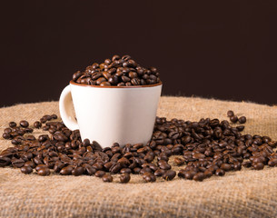 Cup of coffee  beans