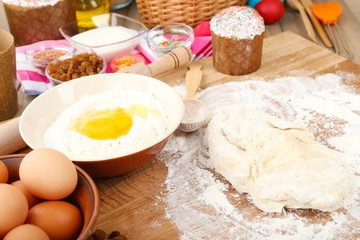 Easter cake preparing in kitchen