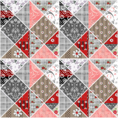 Patchwork seamless lace flowers pattern background