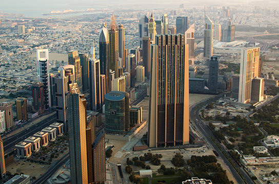 Downtown of Dubai (UAE) in the morning.View from Burj Khalifa