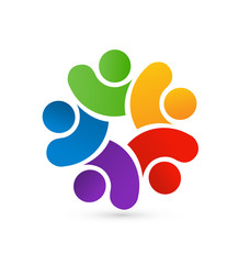 Teamwork people logo concept icon vector
