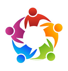 Teamwork leadership logo concept vector icon