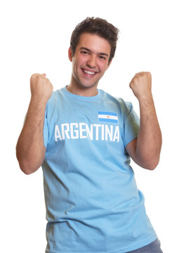 Argentinian soccer fan is happy about a goal